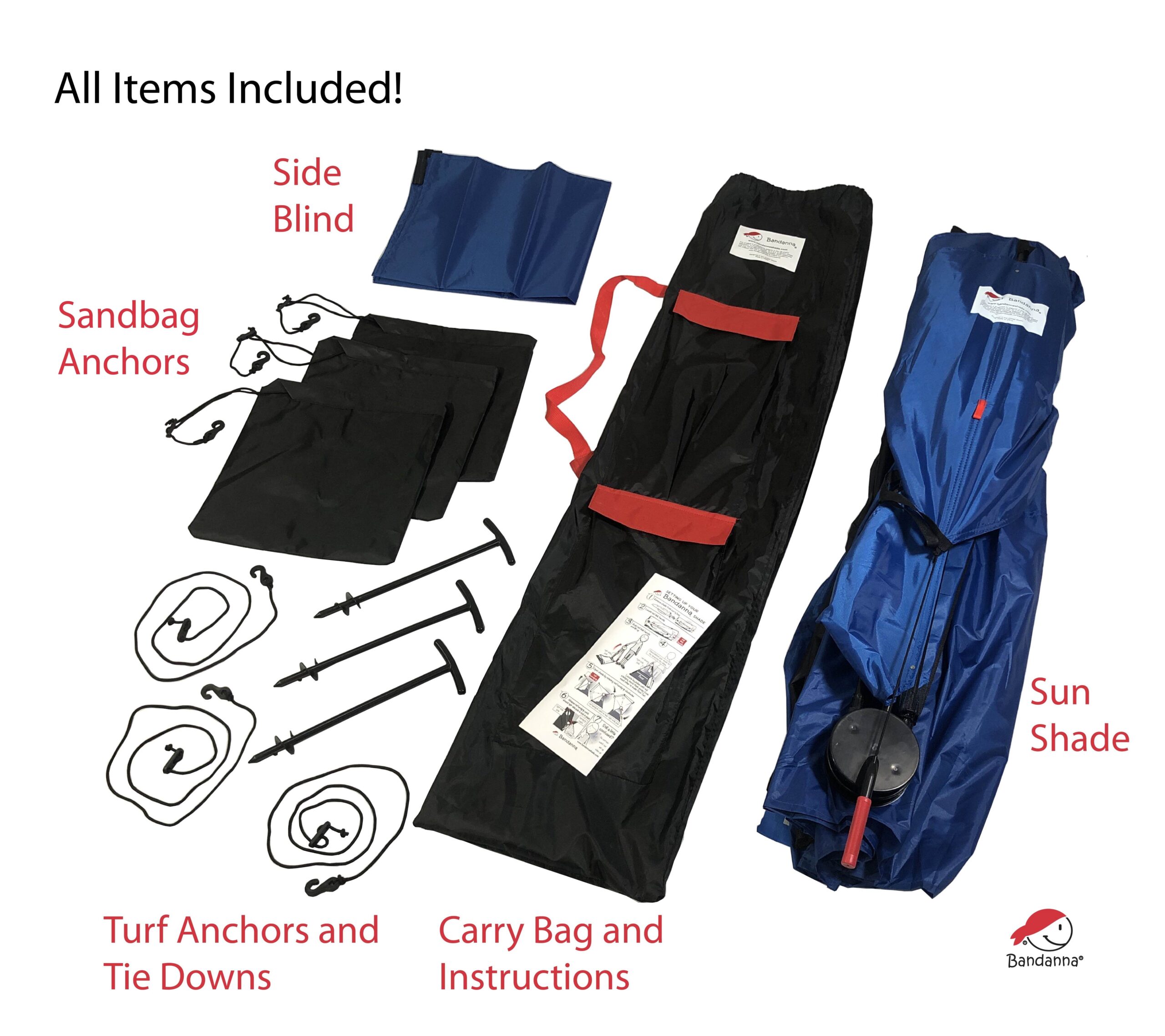 Bandanna Shade full kit contents laid out