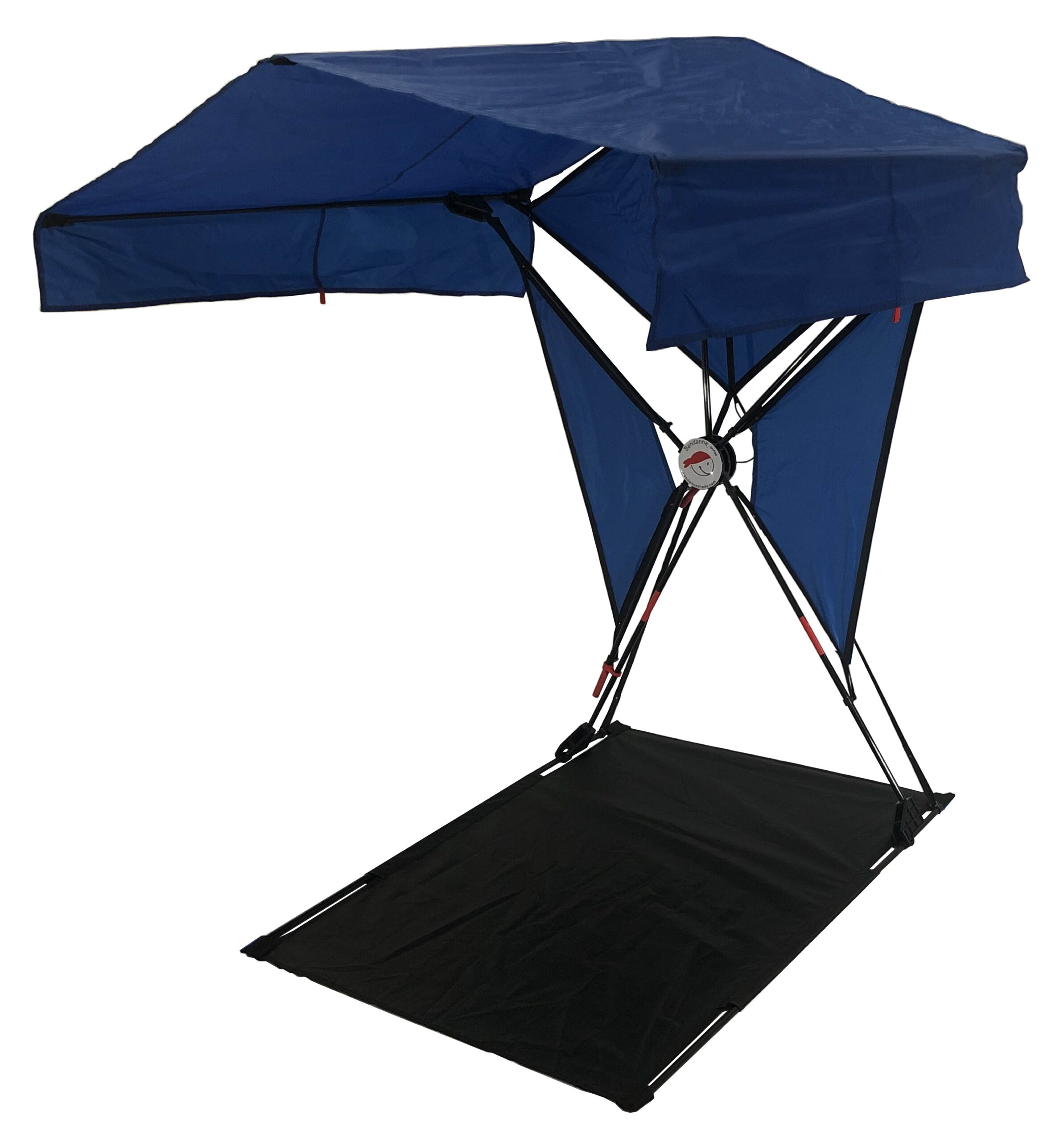 Bandanna Shade personal shade system — cobalt blue on white background